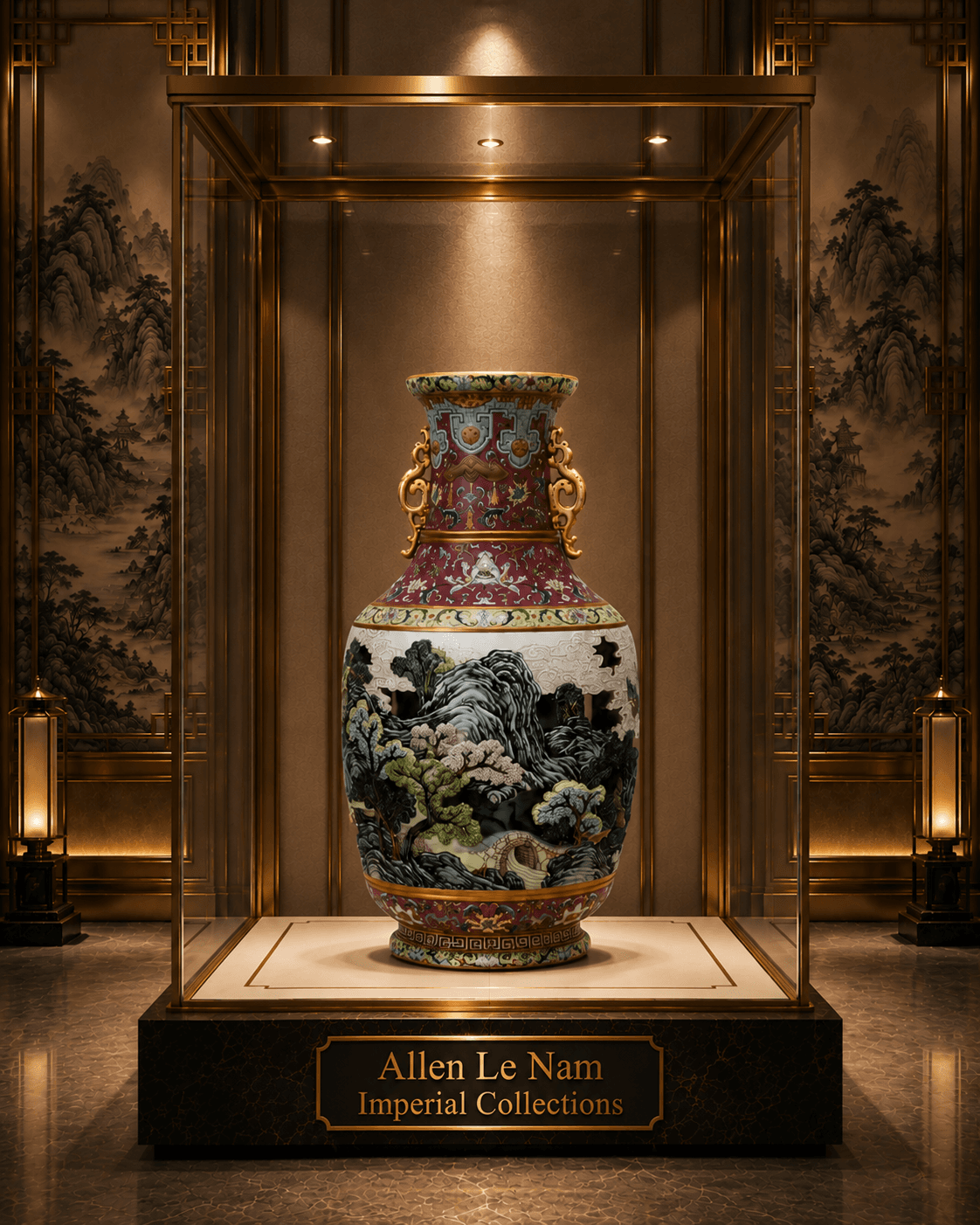 Qianlong Famille Rose Large Revolving Vase