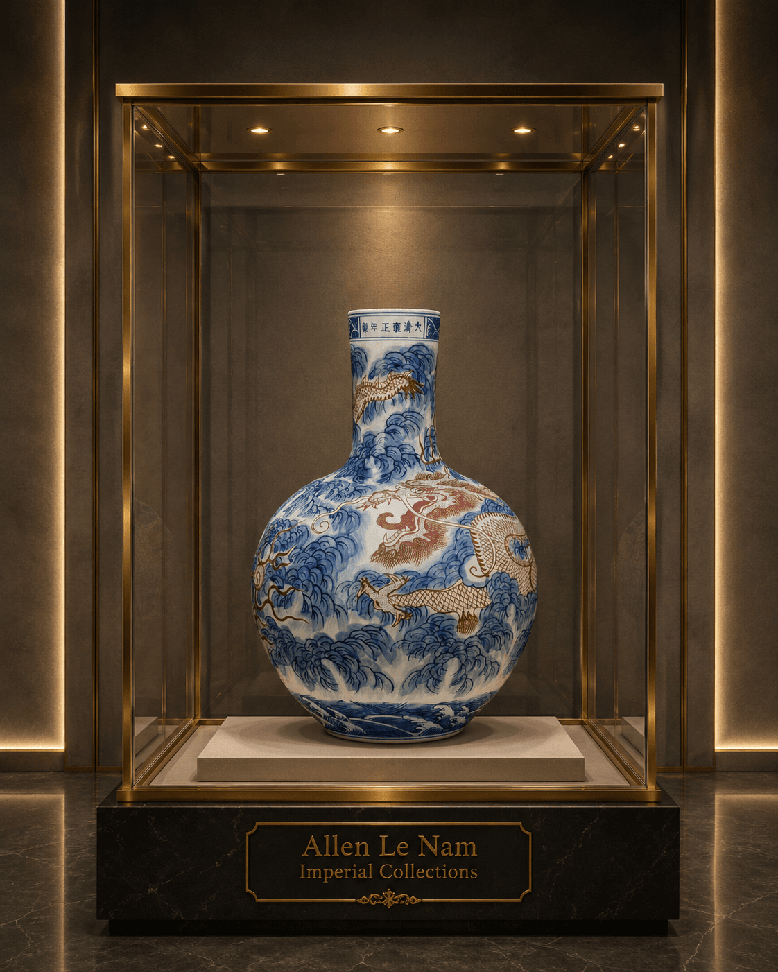 Yongzheng Imperial Blue & White Dragon Vase